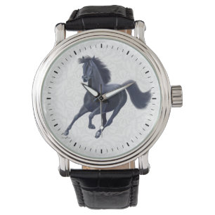 Galloping Black Thoroughbred Horse Watch Armbanduhr