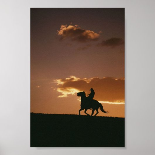 Galloping Cowboy-Silhouette Poster (Vorne)