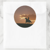 Galloping Cowboy-Silhouette Runder Aufkleber (Tasche)