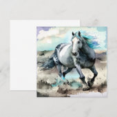 Galloping Draught Horse Watercolour  Einladung (Vorne/Hinten)