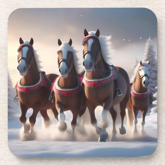 Galloping durch den Schnee: Die magischen Pferde d Getränkeuntersetzer (Vorderseite)