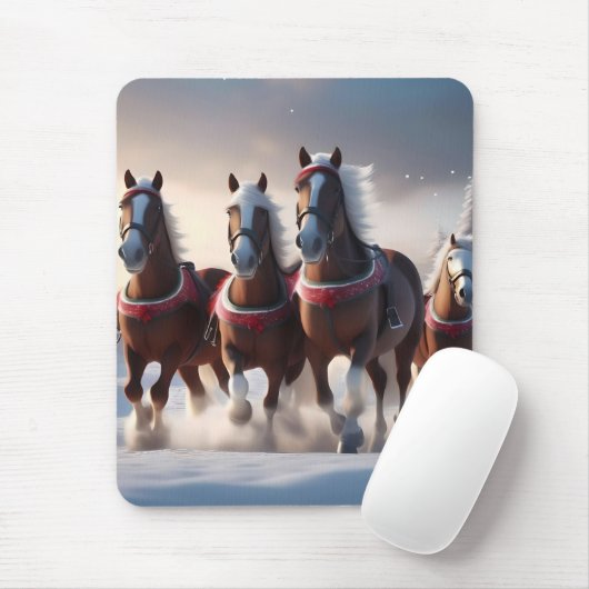 Galloping durch den Schnee: Die magischen Pferde d Mousepad (Mit Mouse)