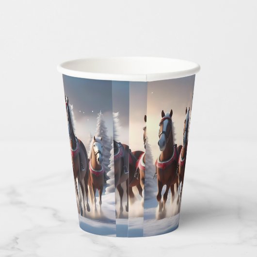 Galloping durch den Schnee: Die magischen Pferde d Pappbecher (Rechts)