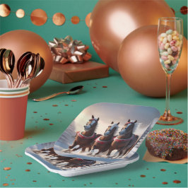 Galloping durch den Schnee: Die magischen Pferde d Pappteller