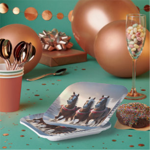 Galloping durch den Schnee: Die magischen Pferde d Pappteller