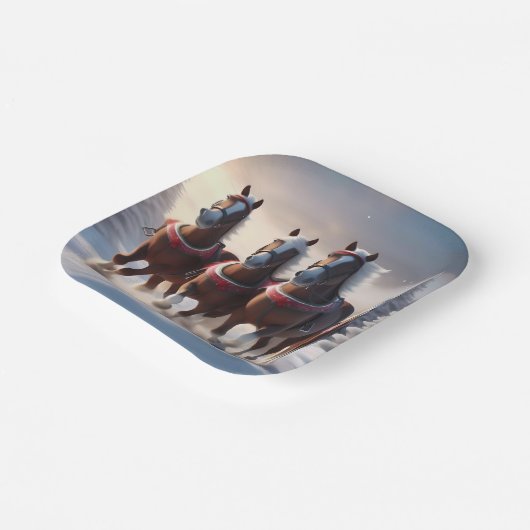 Galloping durch den Schnee: Die magischen Pferde d Pappteller (Gewinkelt)