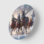 Galloping durch den Schnee: Die magischen Pferde d Runde Wanduhr (Winkel)