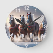 Galloping durch den Schnee: Die magischen Pferde d Runde Wanduhr (Vorderseite)
