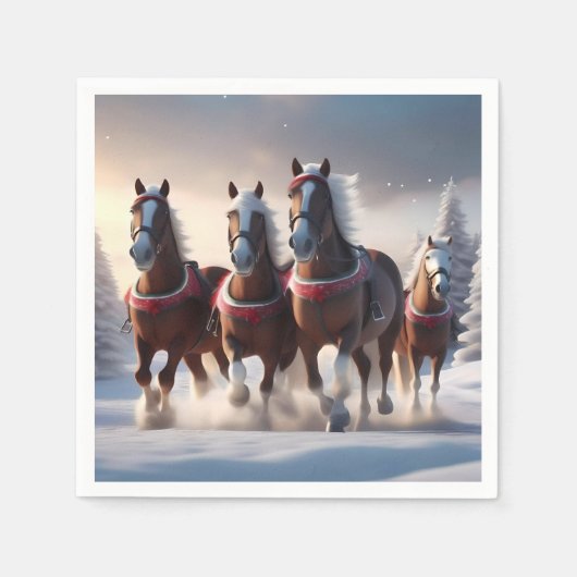 Galloping durch den Schnee: Die magischen Pferde d Serviette (Vorderseite)