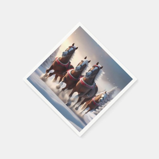 Galloping durch den Schnee: Die magischen Pferde d Serviette (Ecke)