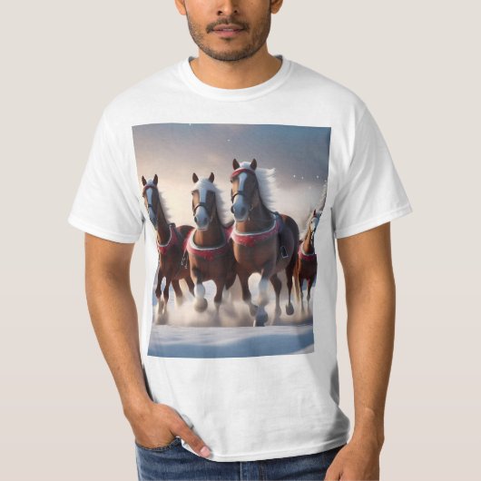 Galloping durch den Schnee: Die magischen Pferde d T-Shirt (Vorderseite)