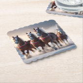 Galloping durch den Schnee: Die magischen Pferde d Untersetzer (angewinkelt)