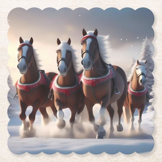 Galloping durch den Schnee: Die magischen Pferde d Untersetzer (Vorderseite)