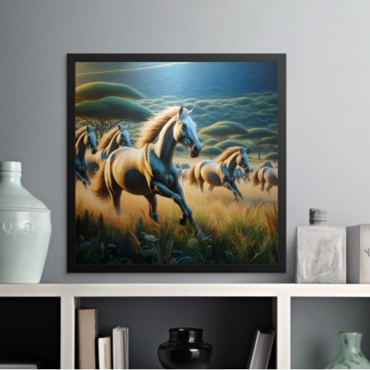 Galloping durch die Wiese Poster