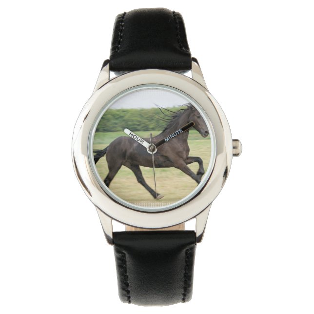 Galloping Friesian Armbanduhr (Vorderseite)