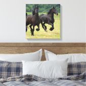 Galloping Friesian Horses Canvas Print Leinwanddruck (Insitu (Schlafzimmer))