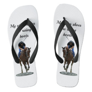 Galloping gedankenvoll Pferd und Reiter Flip Flops Badesandalen