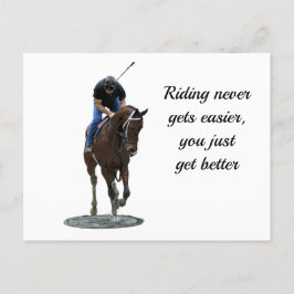 Galloping gedankenvoll Pferd und Reiter Postkarte