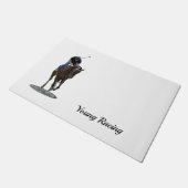 Galloping gedankenvoll Pferd und Reiter Tor matt Fußmatte (Schrägansicht)