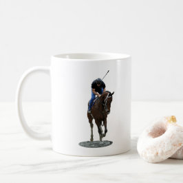 Galloping gepflegten Pferd und Rider Coffee Tasse