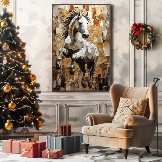 Galloping Horn in Dynamic Impasto Kunst Leinwanddruck