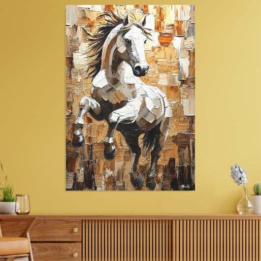 Galloping Horn in Dynamic Impasto Kunst Leinwanddruck (Insitu (Wohnzimmer))