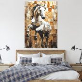 Galloping Horn in Dynamic Impasto Kunst Leinwanddruck (Insitu (Schlafzimmer))