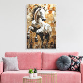 Galloping Horn in Dynamic Impasto Kunst Leinwanddruck (Insitu (Wohnzimmer))