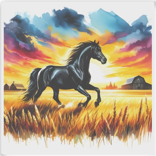 Galloping Horn in Golden Fields Aufkleber (Vorderseite)