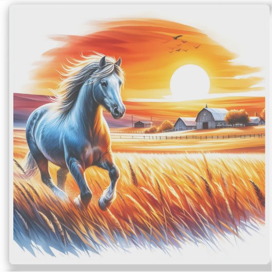 Galloping Horn in Golden Fields Aufkleber (Vorderseite)