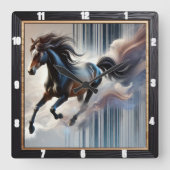 Galloping Horse Artistic Quadratische Wanduhr (Vorderseite)