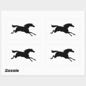 Galloping Horse Black Animal Silhouette Rechteckiger Aufkleber (Blatt)