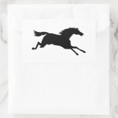 Galloping Horse Black Animal Silhouette Rechteckiger Aufkleber (Tasche)