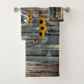 Galloping Horse Cowboy Boots Horseshoe Sonnenblume Badhandtuch Set (Insitu)