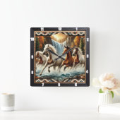Galloping Horse Wasserfall Quadratische Wanduhr (Zuhause)