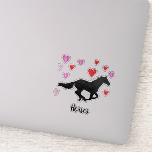 Galloping Horse Watercolor Silhouette Herz Aufkleber (Detail)
