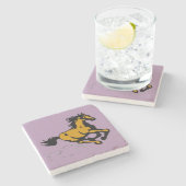 Galloping Horse Wild und frei Steinuntersetzer (Seitenansicht)