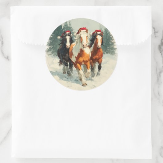 Galloping Horses Christmas Sticker (Tasche)