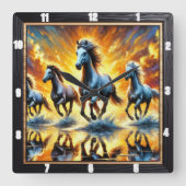 Galloping Horses Fire Quadratische Wanduhr (Vorderseite)