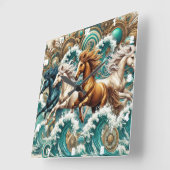 Galloping Horses Waves Quadratische Wanduhr (Winkel)