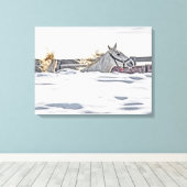 Galloping im Schnee Leinwanddruck (Insitu (Holzboden))