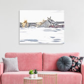 Galloping im Schnee Leinwanddruck (Insitu (Wohnzimmer))