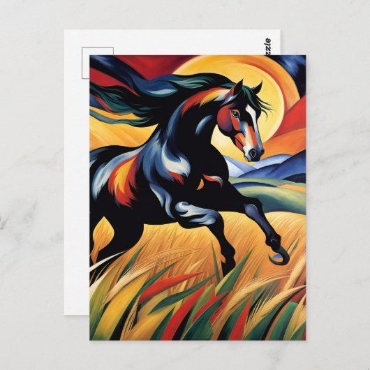 Galloping in einem Weizenfeld Postkarte (Vorne/Hinten)