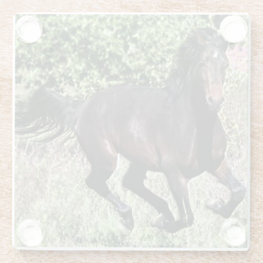 Galloping Kastanienpferd Glasuntersetzer (Rückseite)