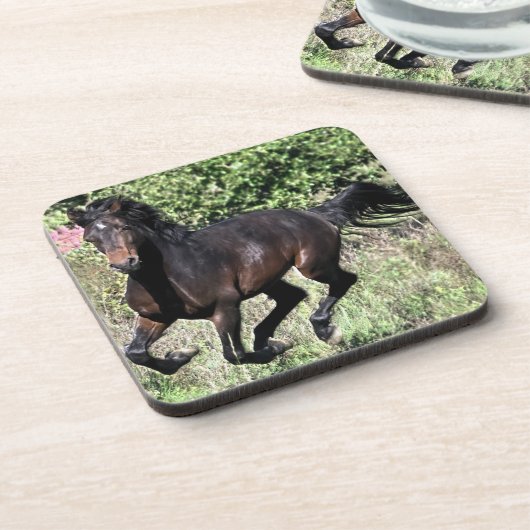 Galloping Kastanienpferd Untersetzer (Linke Seite)