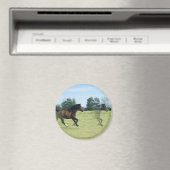 Galloping Mustangs Round Magnet (In Situ (Geschirrspüler))