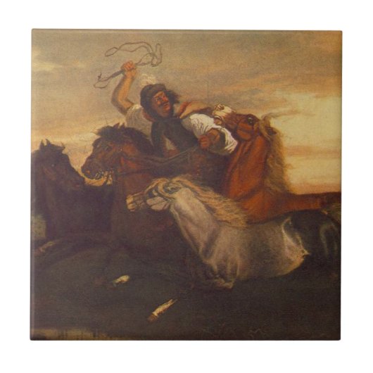 Galloping Outlaw (Cowboy on Horseback) (Pferde) Fliese (Vorderseite)