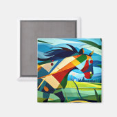 Galloping Pferd auf der Wiese Magnet (Vorderseite/Rückseite)
