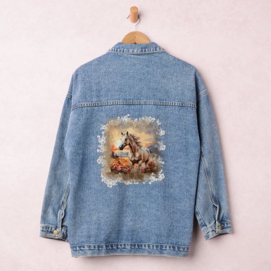 Galloping Pferd Sunset Denim Jacket Jeansjacke (Hangar)