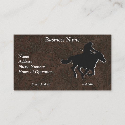 Galloping Pferd und Cowboy im Western Visitenkarte (Vorderseite)
